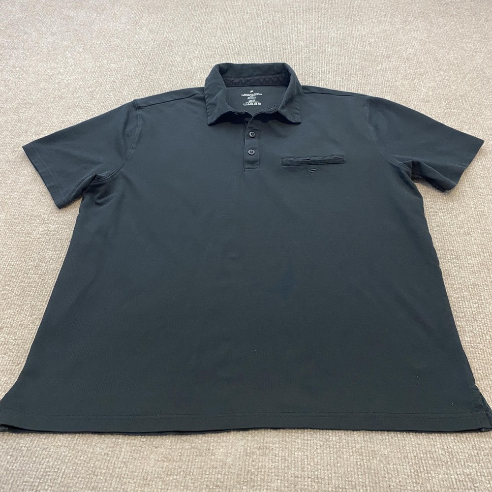 Fabletics Polo Shirt Mens Large Black Solid Cotton Blend Casual Knit Athleisure